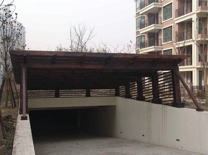 小区车库入口花架254 帖子ID:674-木图网-木结构之家 www.woodpic.cn
