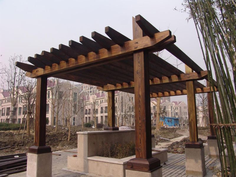 双柱直型混木结构花架2369 帖子ID:678-木图网-木结构之家 www.woodpic.cn