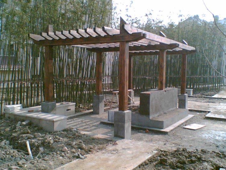 双柱直型混木结构花架717 帖子ID:678-木图网-木结构之家 www.woodpic.cn