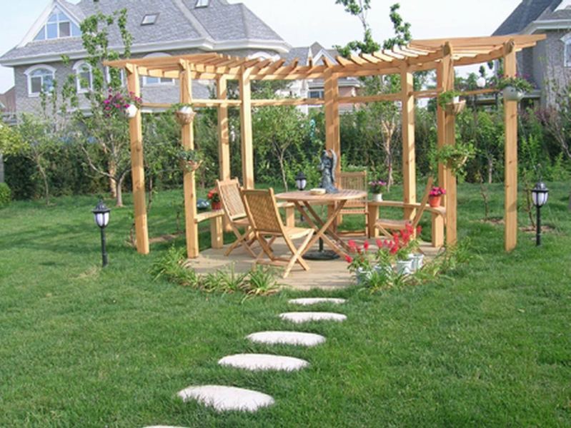 防腐木双柱折形花架5941 帖子ID:680-木图网-木结构之家 www.woodpic.cn