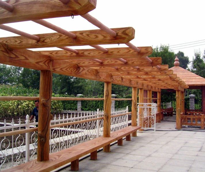 防腐木直形单柱花架9861 帖子ID:681-木图网-木结构之家 www.woodpic.cn