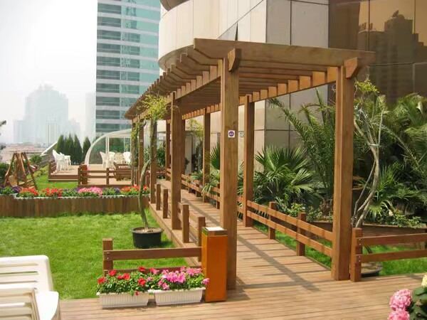 防腐木直形双柱木花架2720 帖子ID:682-木图网-木结构之家 www.woodpic.cn