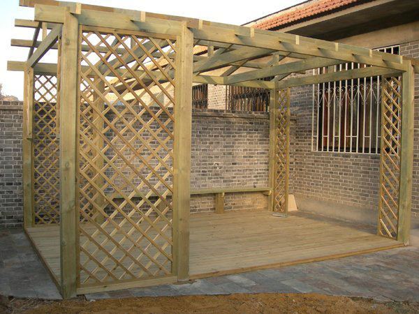 防腐木直形双柱木花架9344 帖子ID:682-木图网-木结构之家 www.woodpic.cn