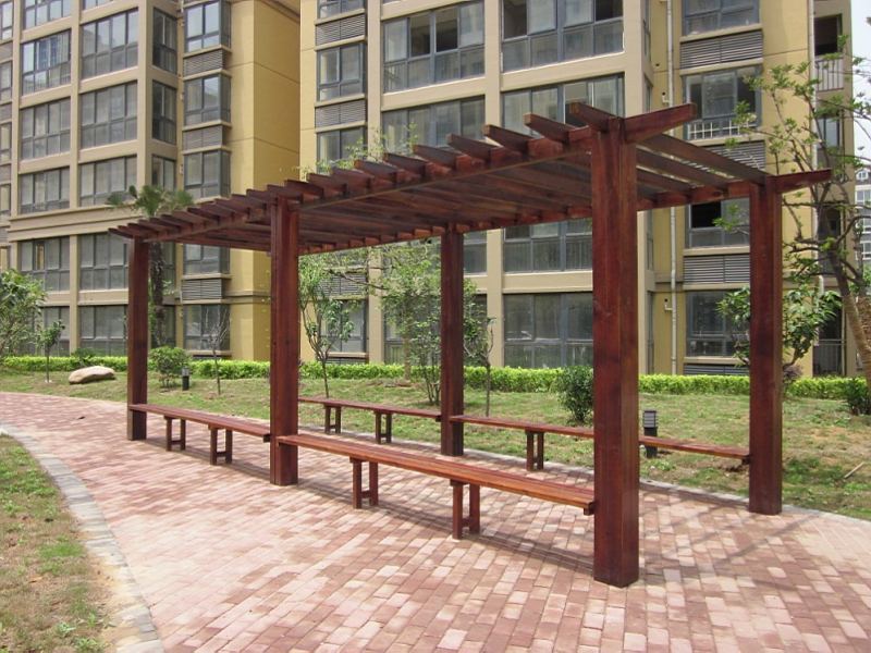 防腐木直形双柱木花架7321 帖子ID:682-木图网-木结构之家 www.woodpic.cn