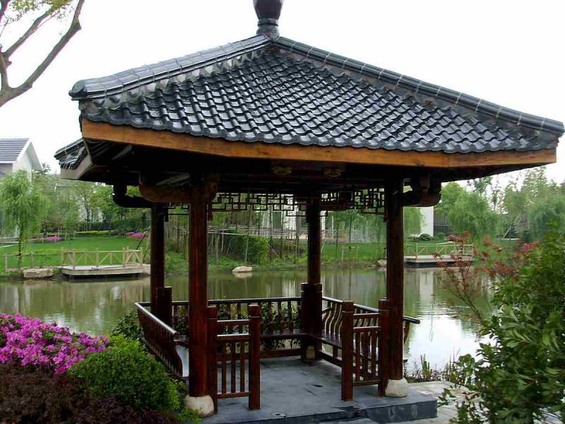 上海兰桥圣菲别墅庭院景观亭8342 帖子ID:2972-木图网-木结构之家 www.woodpic.cn