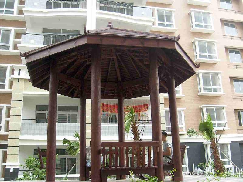 上海防腐木六角凉亭9256 帖子ID:2974-木图网-木结构之家 www.woodpic.cn