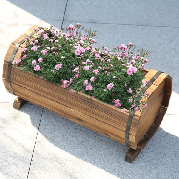 桶形防腐木花箱852 帖子ID:944-木图网-木结构之家 www.woodpic.cn