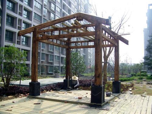 户外混木漏光凉亭280 帖子ID:997-木图网-木结构之家 www.woodpic.cn