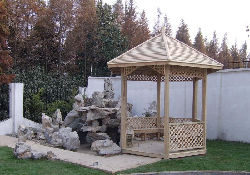 带宝顶防腐木六角凉亭2439 帖子ID:998-木图网-木结构之家 www.woodpic.cn