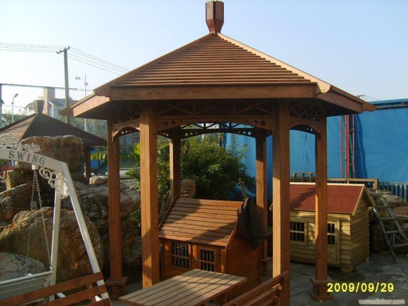 带宝顶防腐木六角凉亭1511 帖子ID:998-木图网-木结构之家 www.woodpic.cn