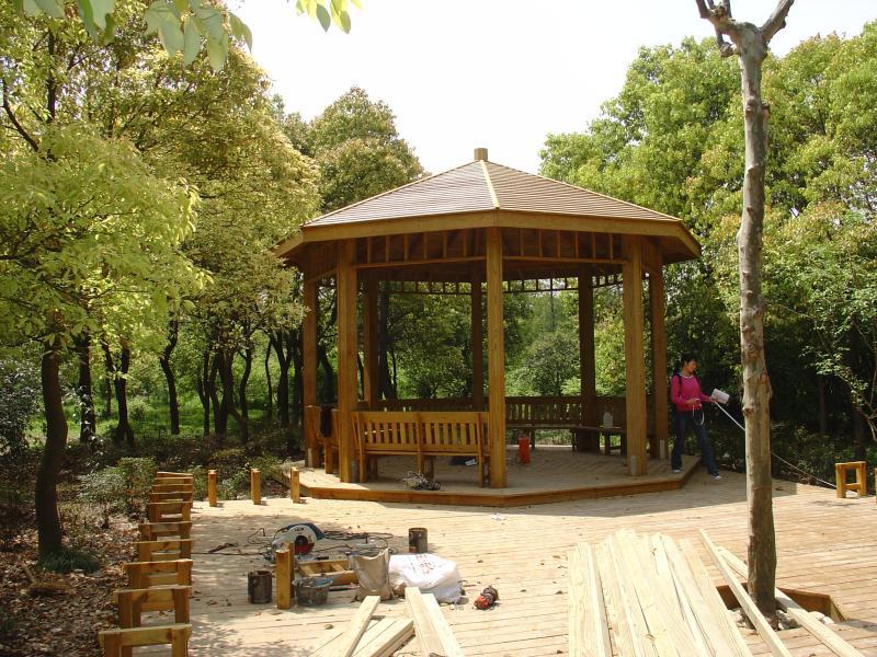带宝顶防腐木六角凉亭8515 帖子ID:998-木图网-木结构之家 www.woodpic.cn