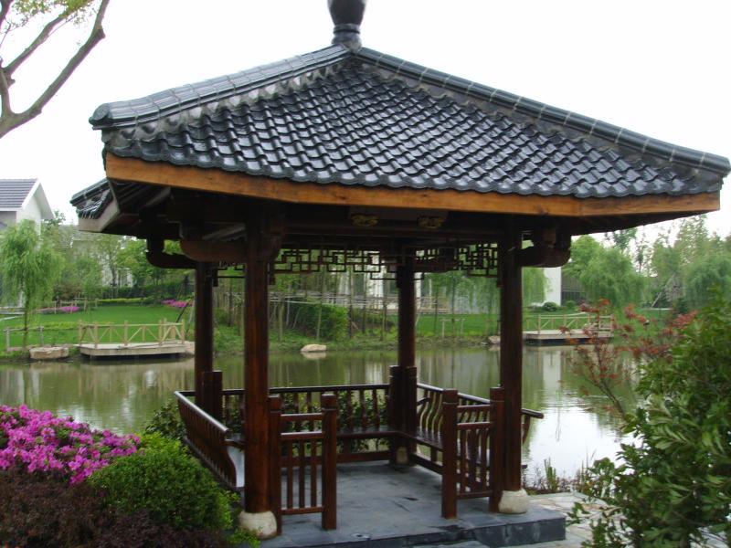 仿古瓦顶防腐木凉亭2885 帖子ID:1005-木图网-木结构之家 www.woodpic.cn
