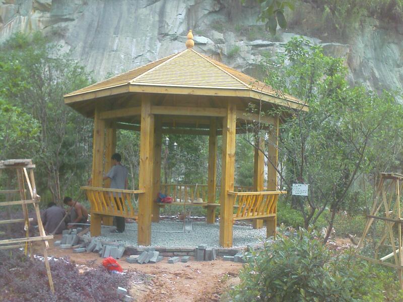 美人靠防腐木六角凉亭1355 帖子ID:1008-木图网-木结构之家 www.woodpic.cn