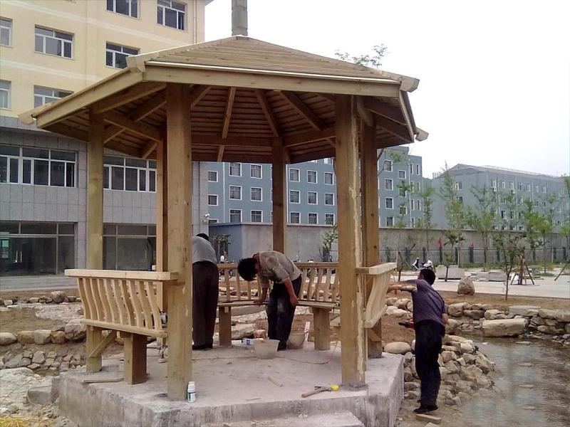 美人靠防腐木六角凉亭4030 帖子ID:1008-木图网-木结构之家 www.woodpic.cn