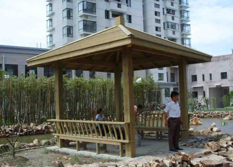 美人靠防腐木四角凉亭4725 帖子ID:1009-木图网-木结构之家 www.woodpic.cn
